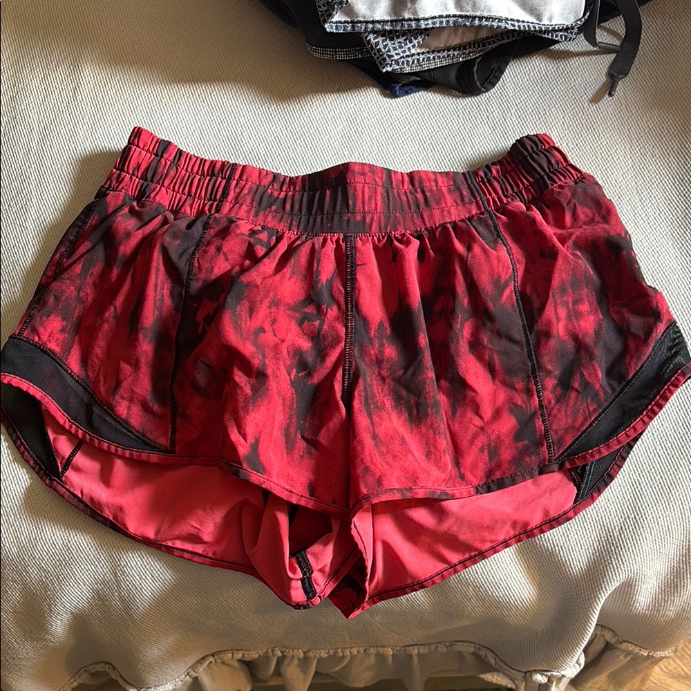 Lululemon Athletica Red and Black Athletic Shorts